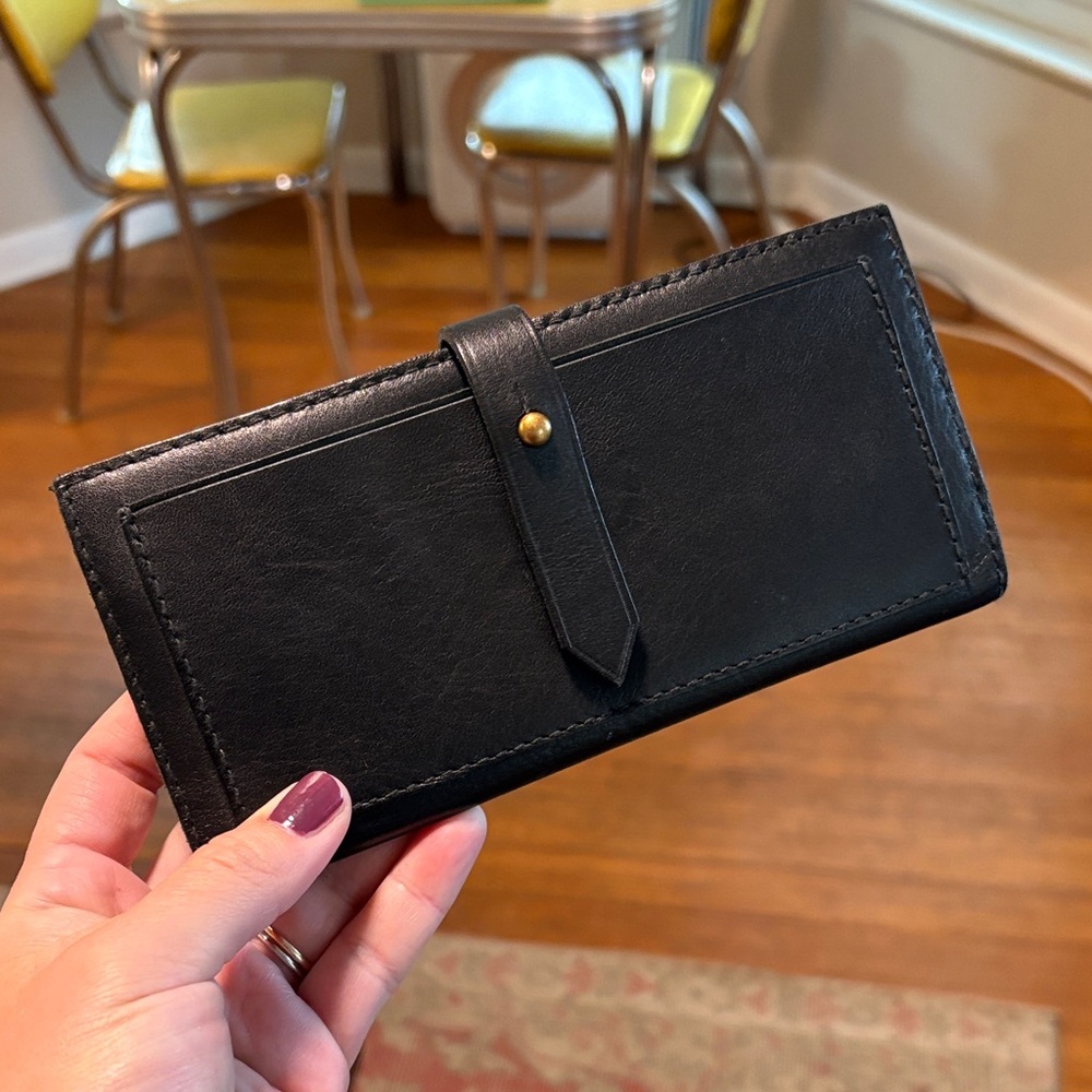 Madewell Leather Post Wallet (true black)